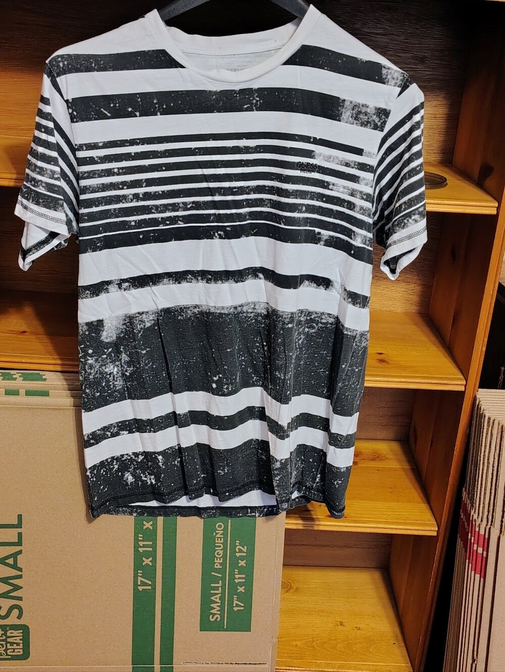 Guess Black and White Striped Short Sleeve Tee